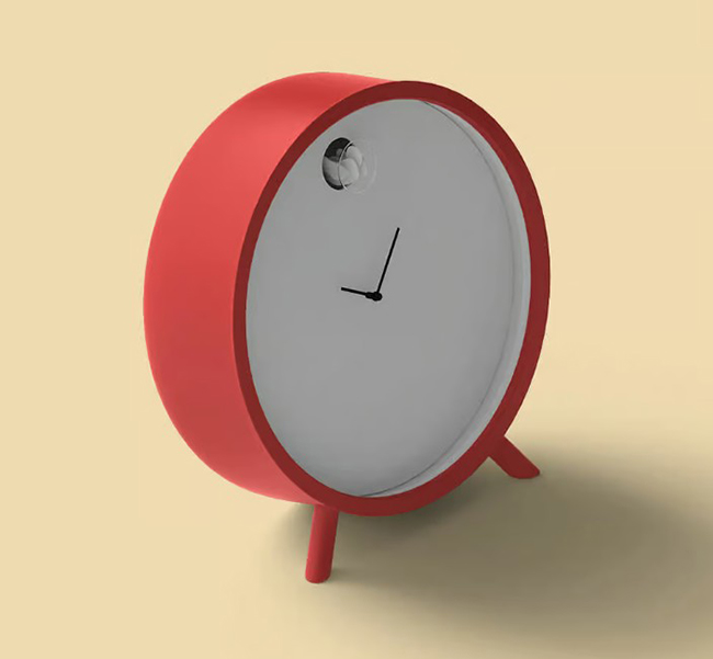 Red Round Table Clock Mockup