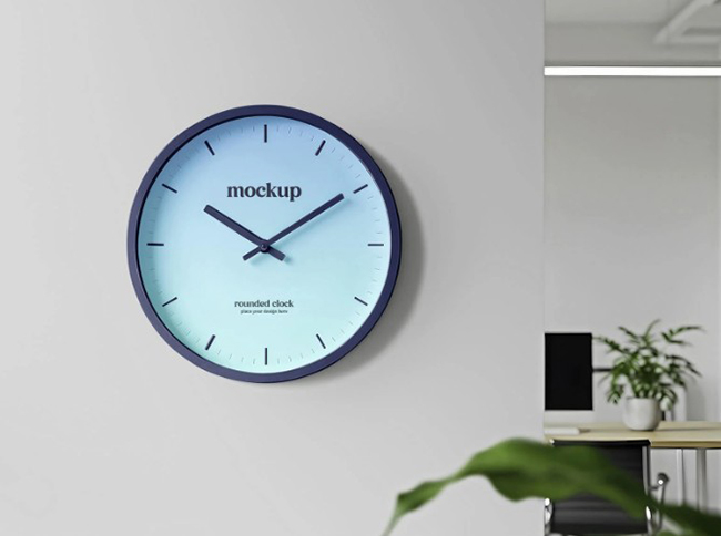 Rounded Wall Clock Mockup
