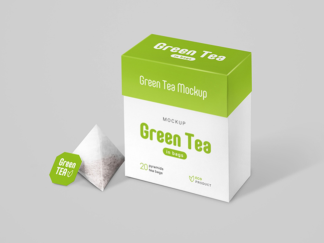 Free Tea Bags Packaging Mockup