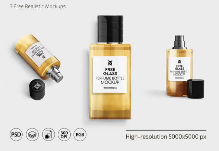Free Glass Perfume Bottle PSD Mockup