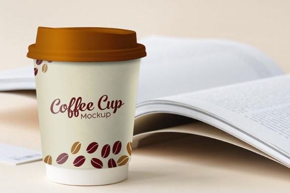Free small paper coffee cup, PSD mockup