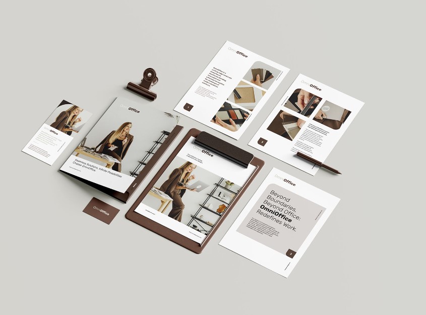 Stationery with folder mockup