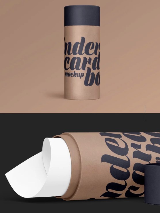 Two Cardboard Cylinder Mockups