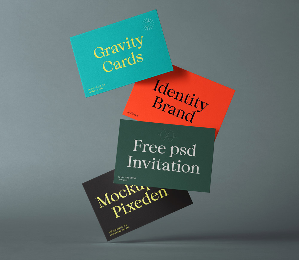 Falling Business Card Mockups PSD