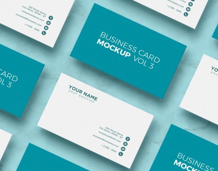 Free Grid Business Cards Mockup PSD