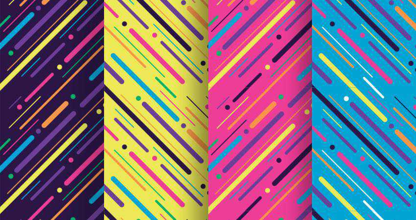 Neon Light Particles Stripes Seamless Pattern