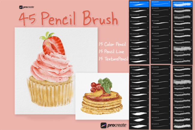 45 Pencil Brushes for Procreate