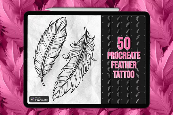 Feather Procreate stamps | Procreate tattoo stamp brushes