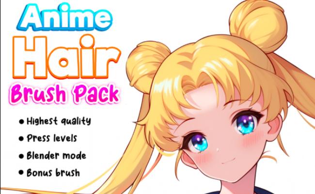 Free Anime hair brush pack for procreate