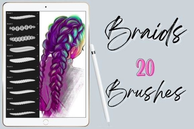 Procreate Braids Hair Brushes