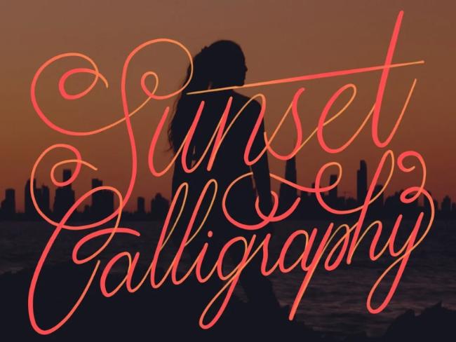 Sunset Calligraphy Multicolour Tapered Procreate Brush