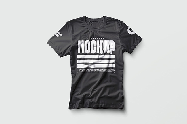Flat Lay Black T-shirt Mockup