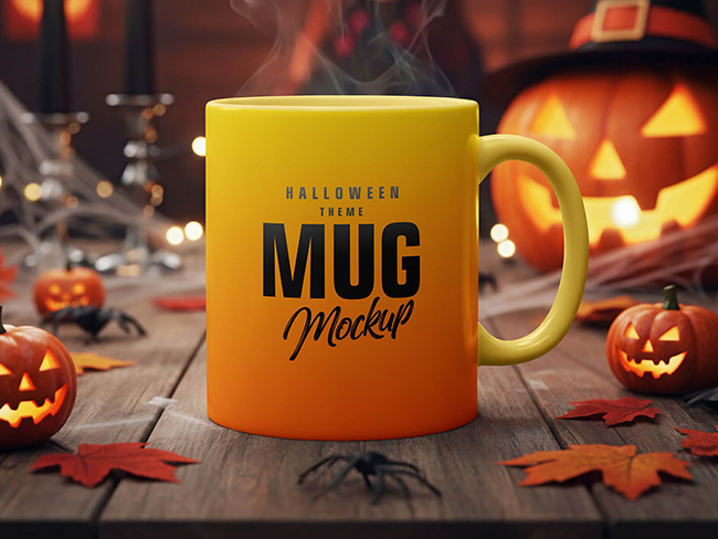 Free Halloween Mug Mockup PSD