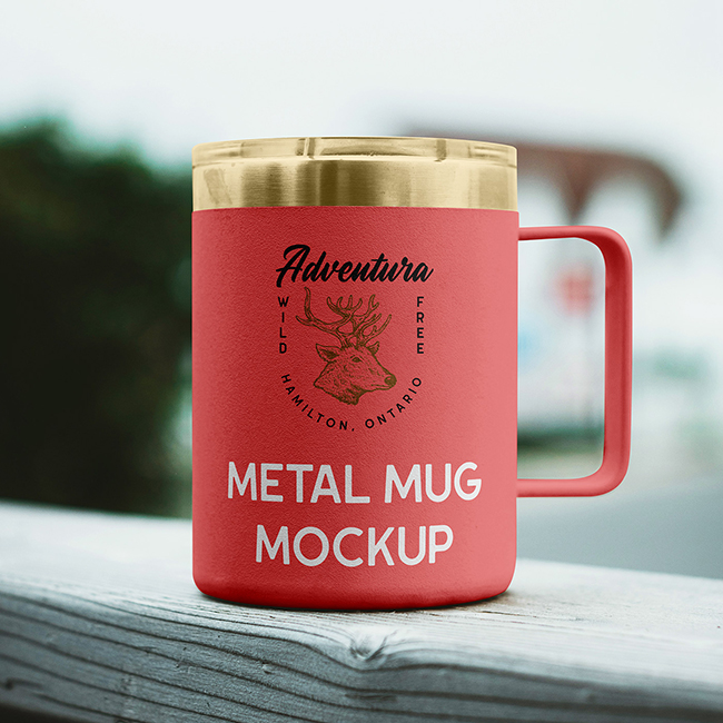 Free Outdoor Metal Mug Mockup
