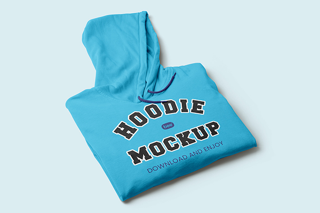 Free Perspective Folded Hoodie Mockup