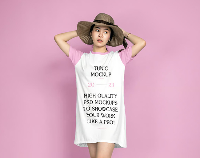 Free Woman Wearing Tunic Mockup