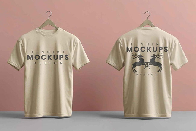 Front and Back Hanging T-Shirt Mockups