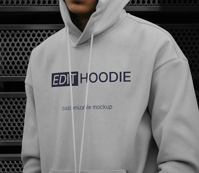 Hoodie with Metal Background Mockup