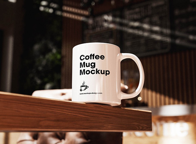 Warm café mug mockup