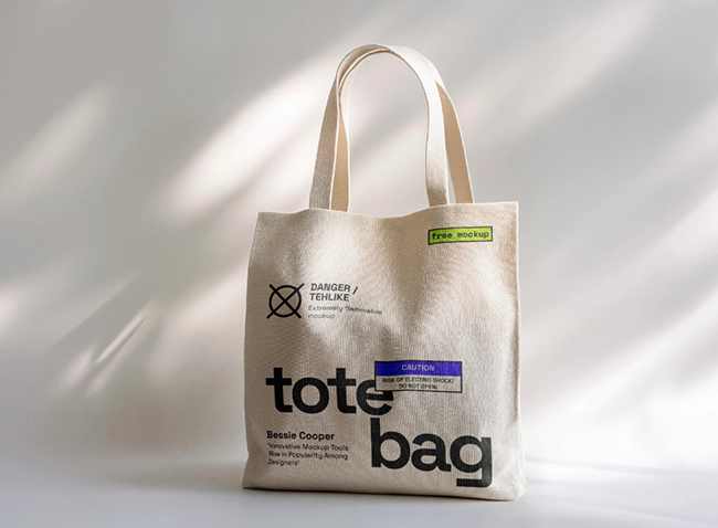 Free Fabric Shopper Bag Mockup