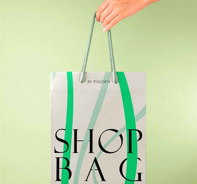 Free Hand Holding Paper Bag Mockup