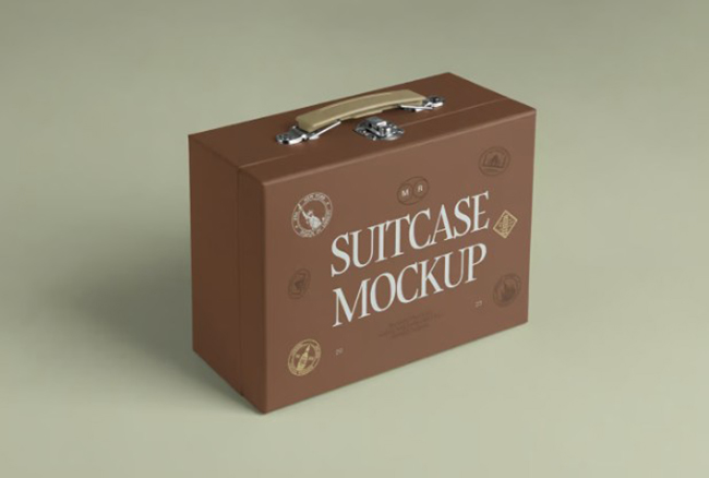 Free Suitcase Box Mockup