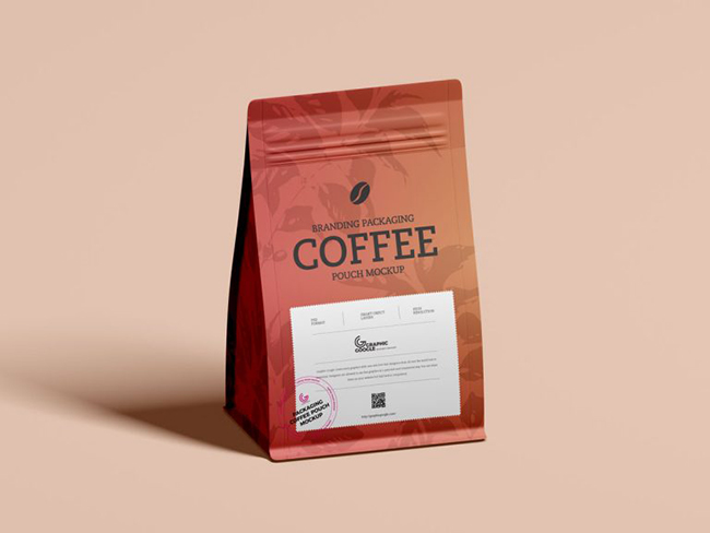 Free Coffee Pouch Bag Packaging Mockup
