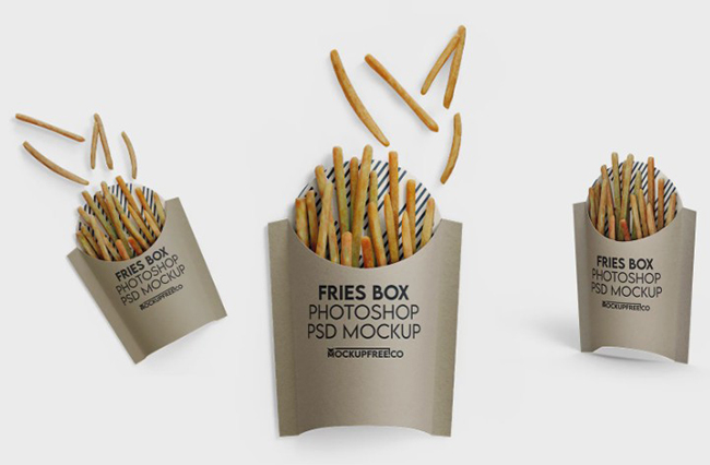 Free Fries Box Mockup