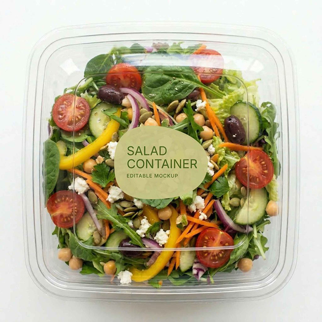 Square Salad Container Mockup