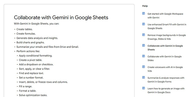Gemini in Google Sheets