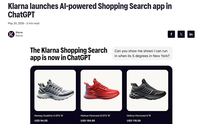 Klarna Shopping Search