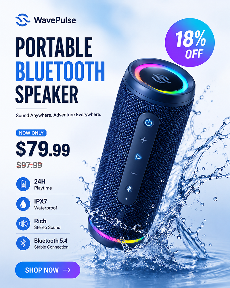 WavePulse Bluetooth speaker advertising design