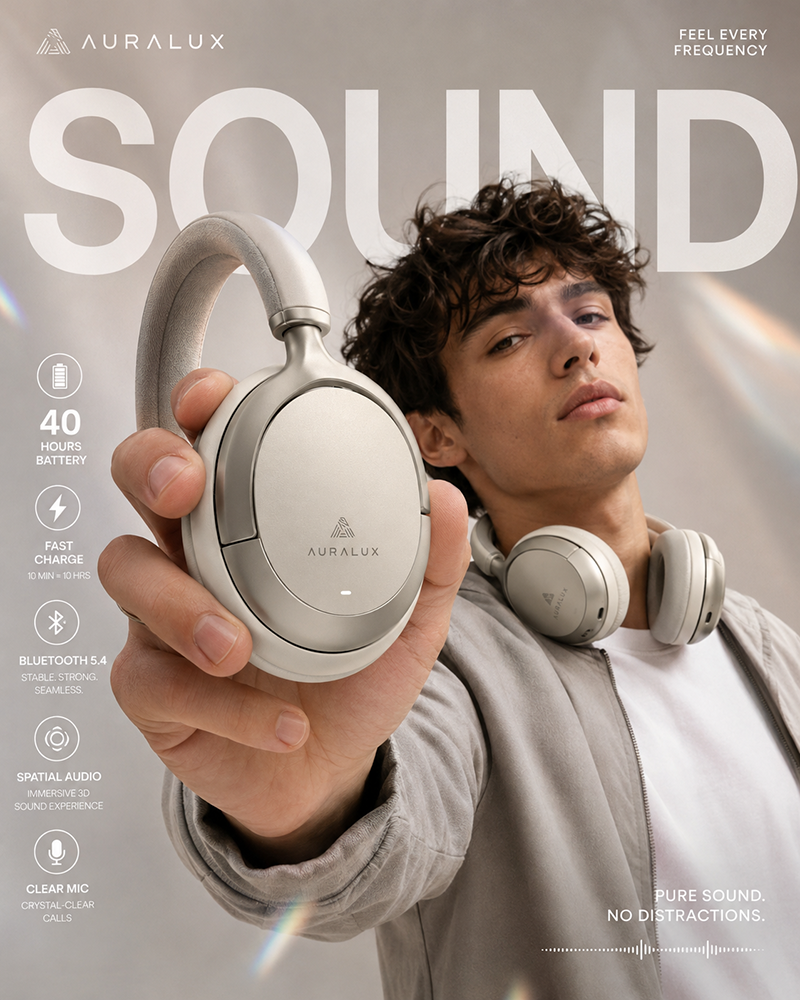 Auralux lifestyle headphone advertising campaign