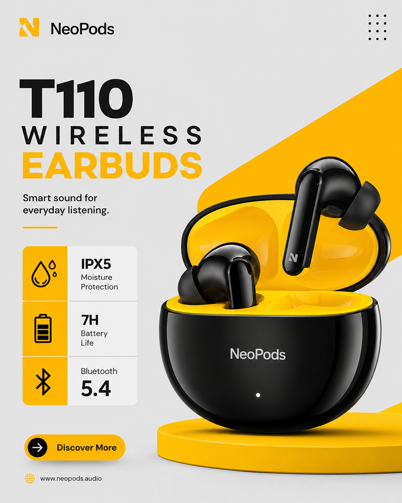 NeoPods wireless earbuds advertising design