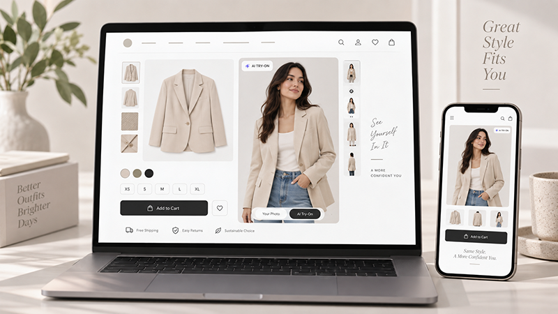 AI virtual try-on for Shopify fashion ecommerce product page