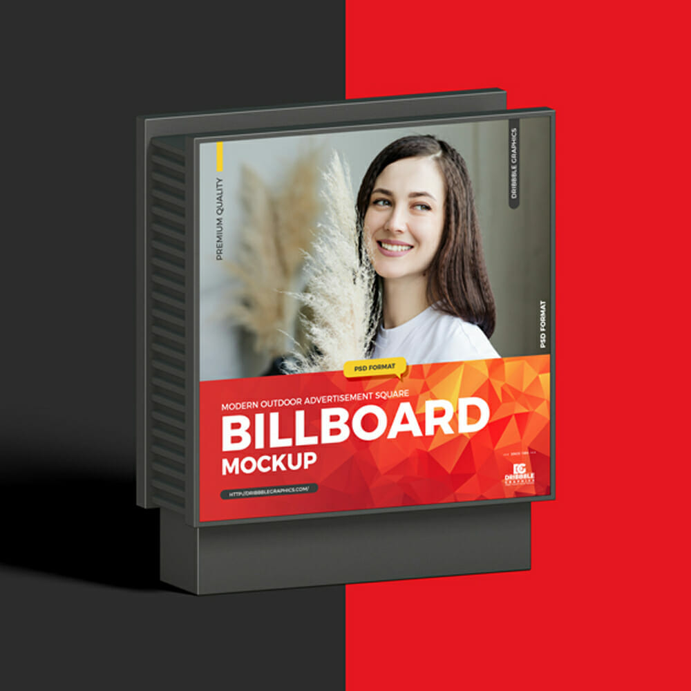 Free Modern Outdoor Advertising Square Billboard Mockup