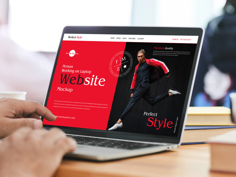Perspective Sight of Laptop Website Mockup FREE PSD