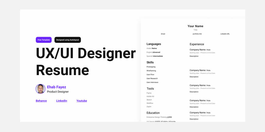 UX and UI Designer Figma Resume Template