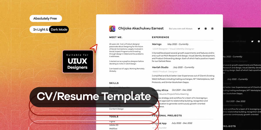 Free CV Template for UX UI Designers in Figma