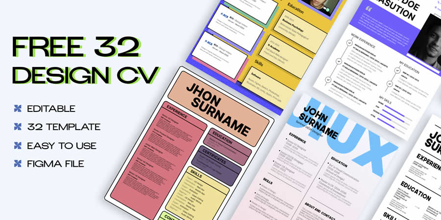 32 Resume CV Templates for Figma