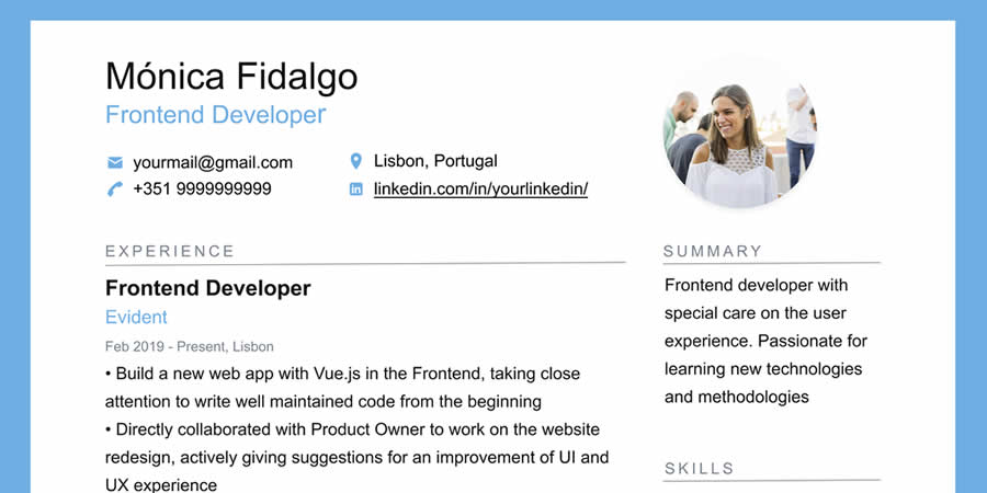 Community Figma Resume Template with Headshot Area