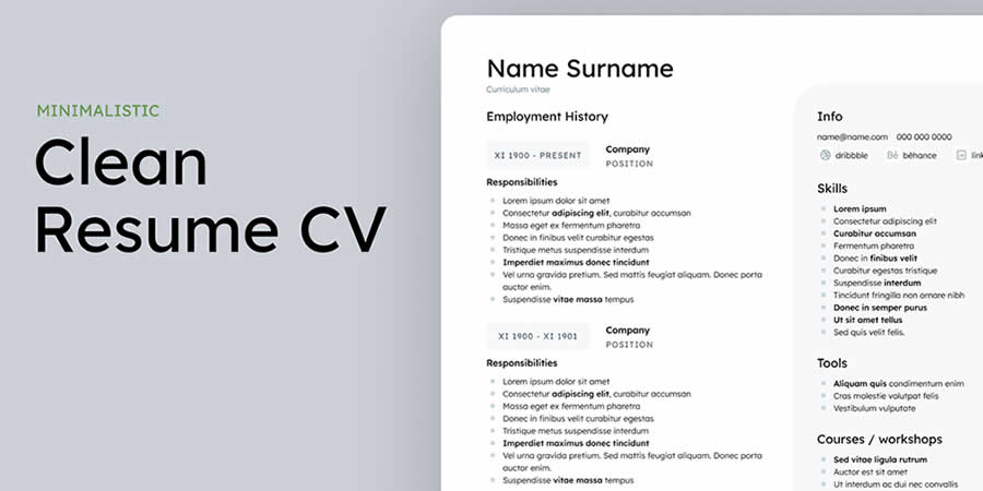 Clean and Minimal Figma Resume CV Template
