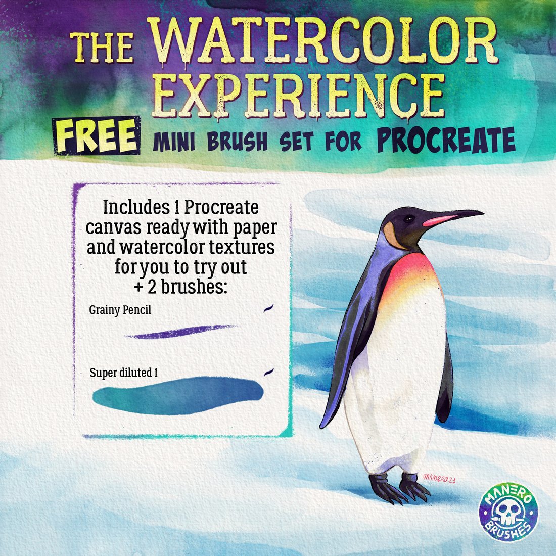 The Watercolor Experience free Procreate brush set preview