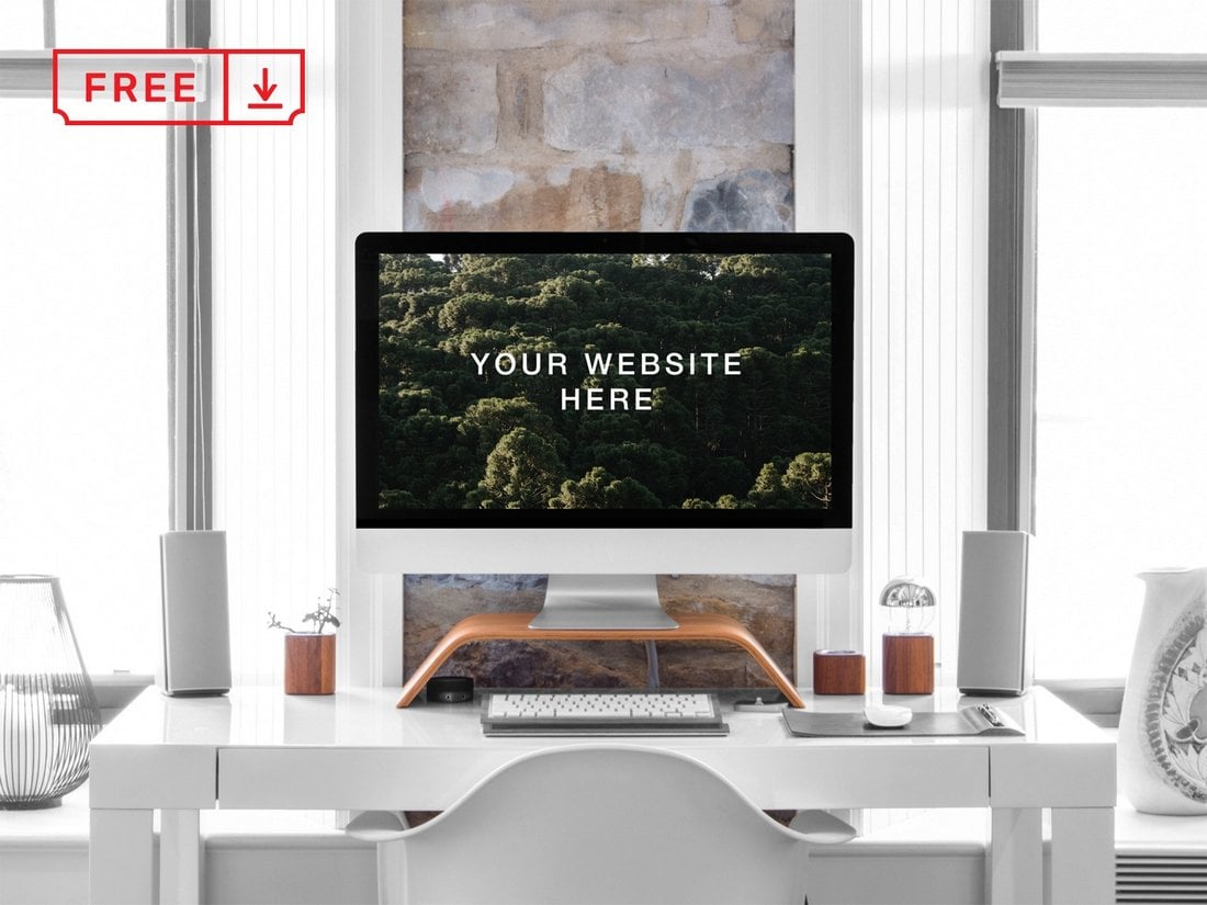 Free iMac Desktop Website Mockup