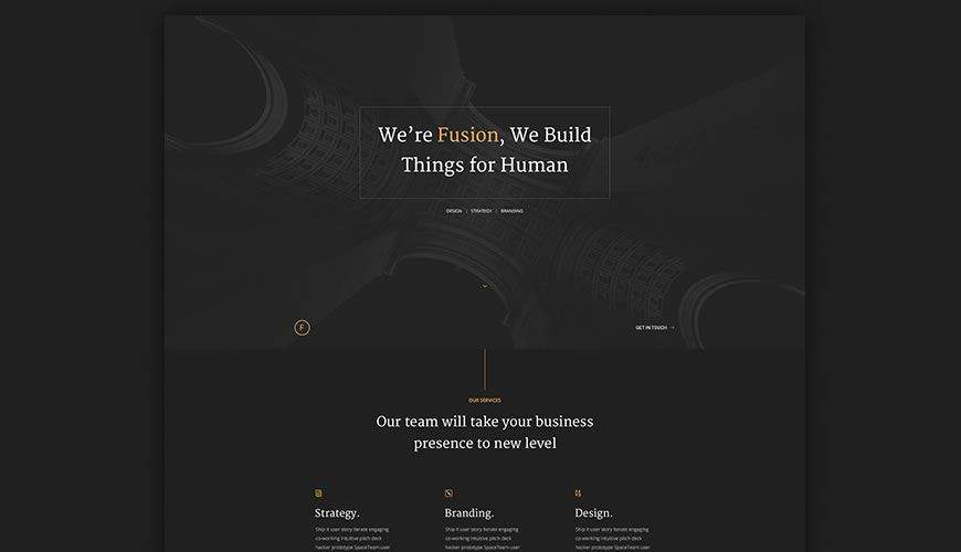 Fusion PSD Портфолио Веб-Шаблон Adobe Photoshop