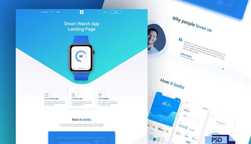 Целевая страница AppNep PSD Веб-шаблон Adobe Photoshop