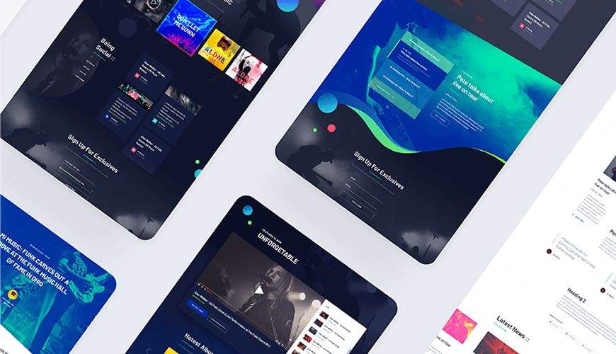 Музыкальный сайт PSD Веб-шаблон Adobe Photoshop