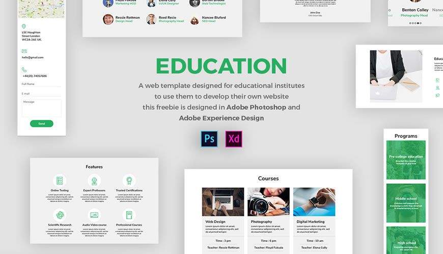 Образование PSD Веб-шаблон Adobe Photoshop
