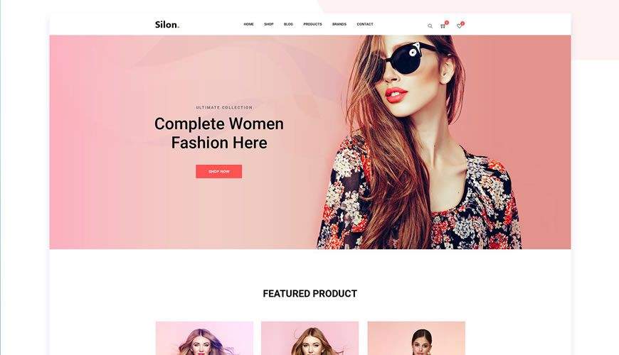 Веб-шаблон PSD для электронной коммерции Silon One Page Adobe Photoshop
