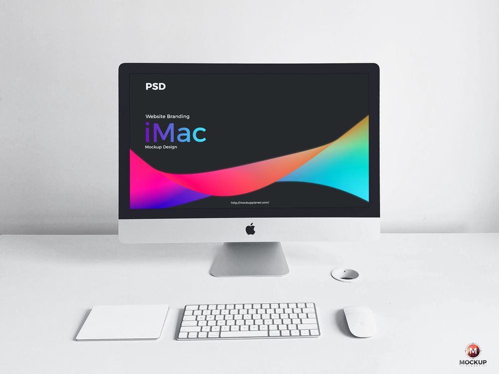 Free website branding iMac mockup design for digital presentations